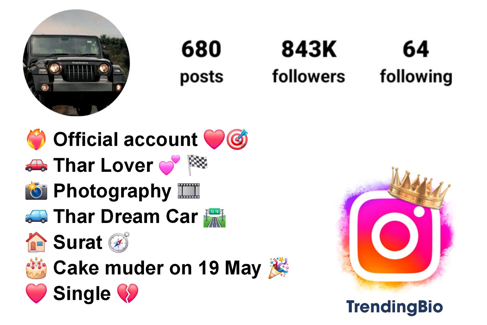 Instagram Bio For Thar Lovers (1) Instagram Bio For Thar Lovers