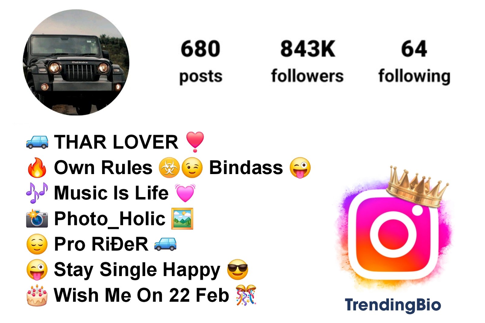 Thar lover Bio For Instagram In Hindi
