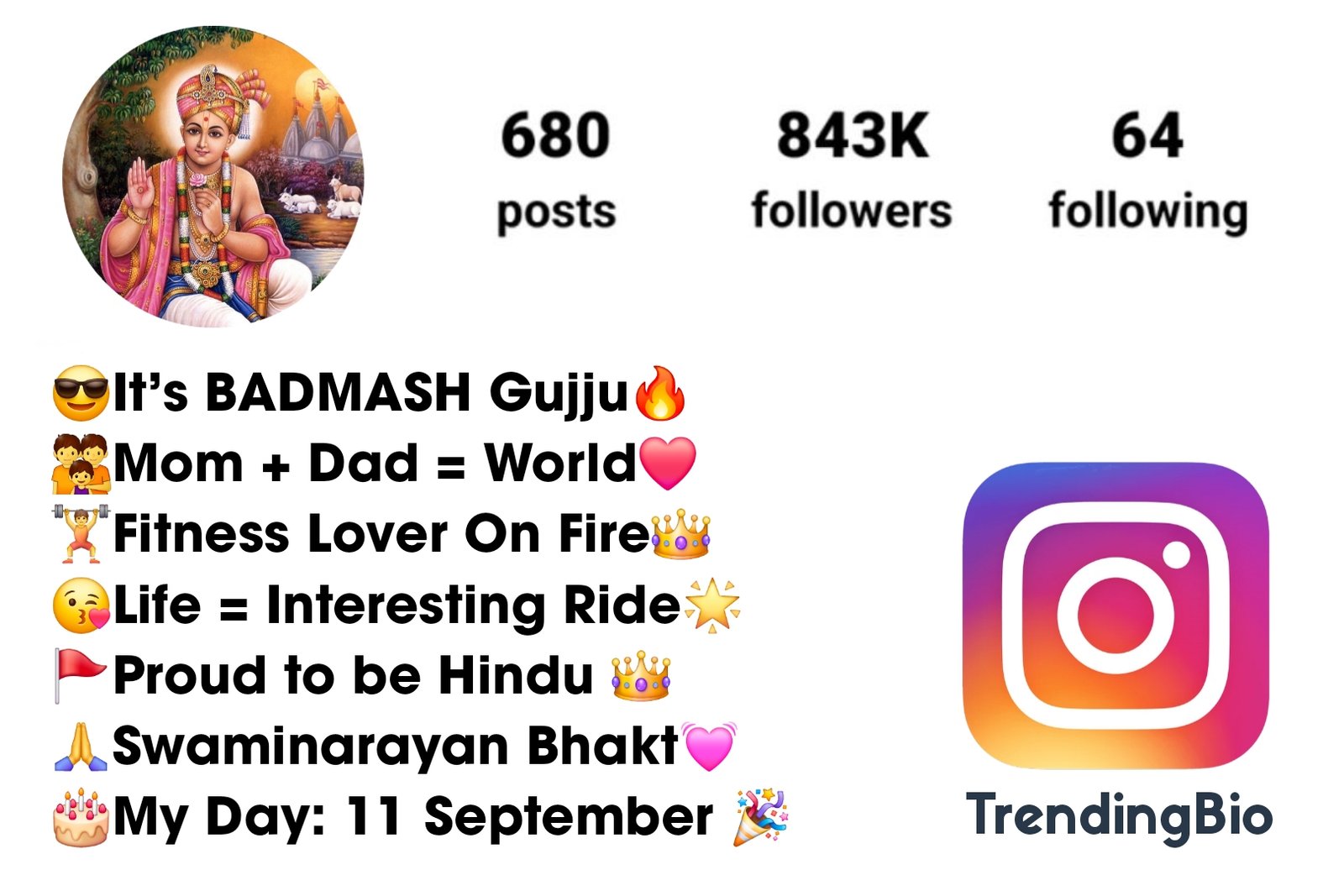 Swaminarayan Bio For Instagram